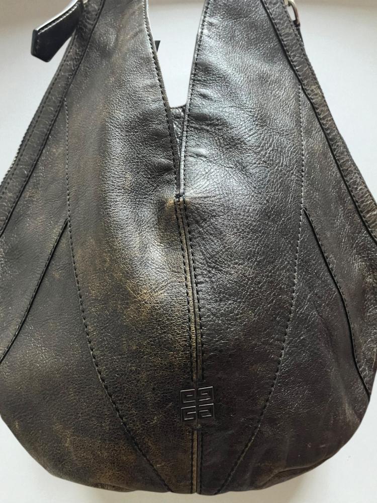 ‏Givenchy Dark Brown Leather Hobo Bag