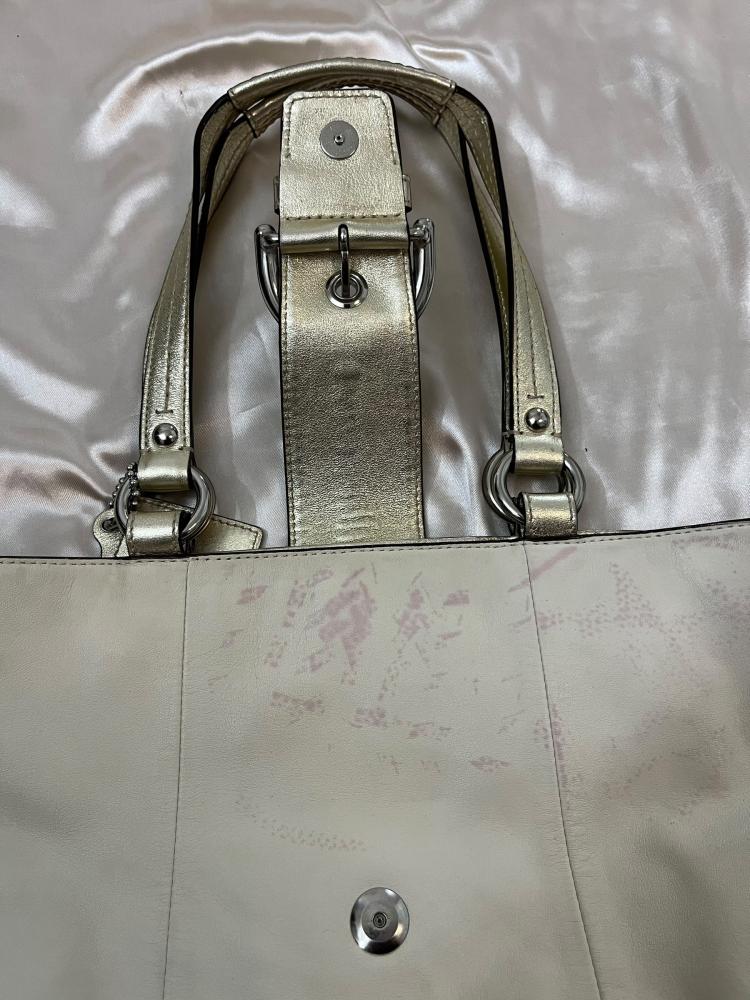 Coach Cream Leather Buckle Shoulder Bag