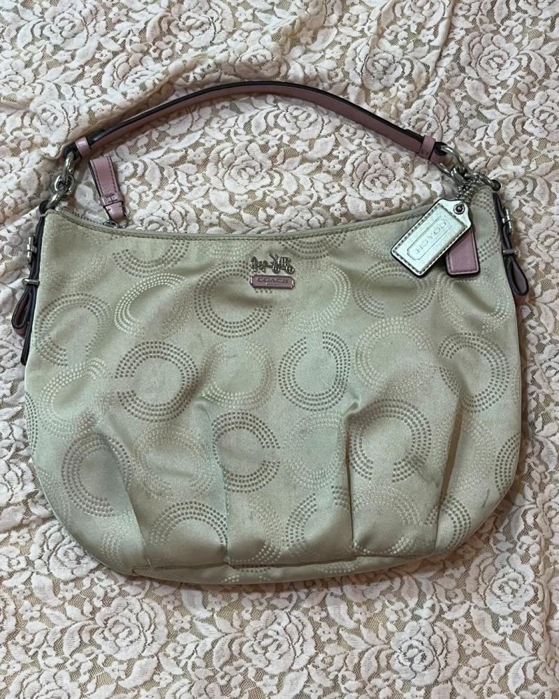 Coach Champagne Monogram Canvas Hobo Bag