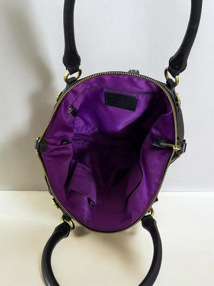 Coach F15653 Ashley Carriage Black Leather Satchel