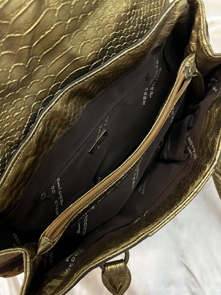 Bedoon Essm Brown and Gold Embroidered Handbag
