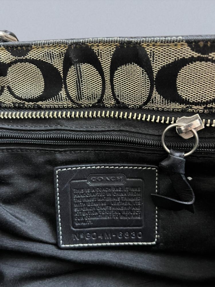 Coach Signature Canvas Leather Handbag 6830 Grey