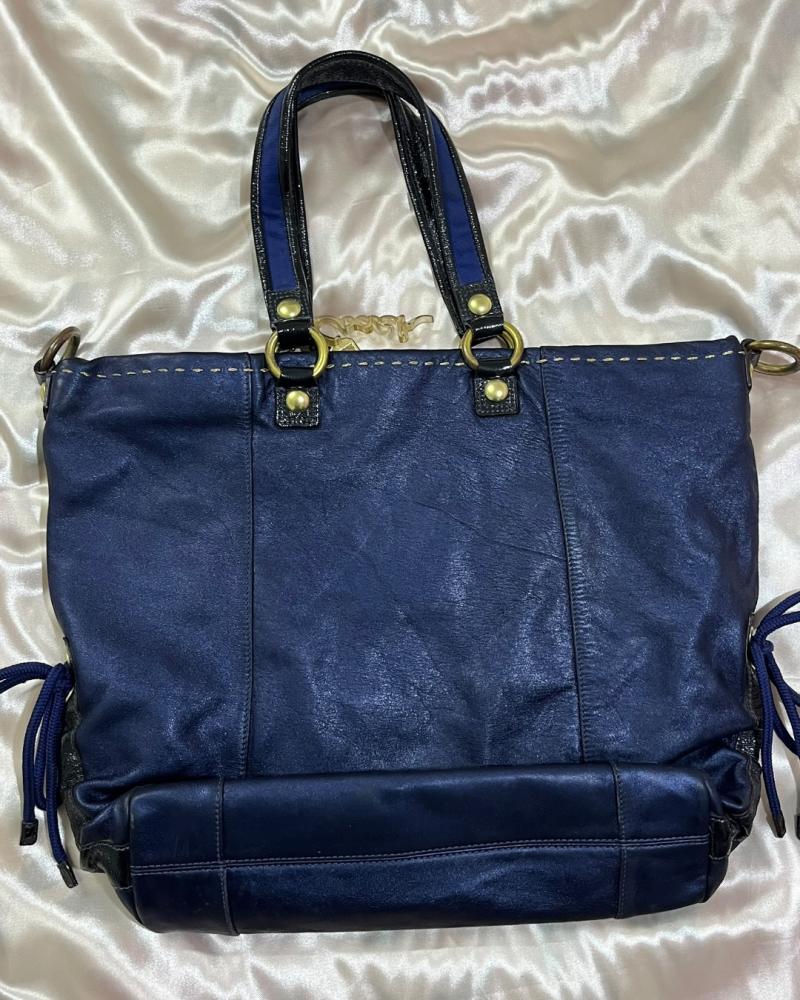 Coach Navy Blue Leather Poppy Tote Bag
