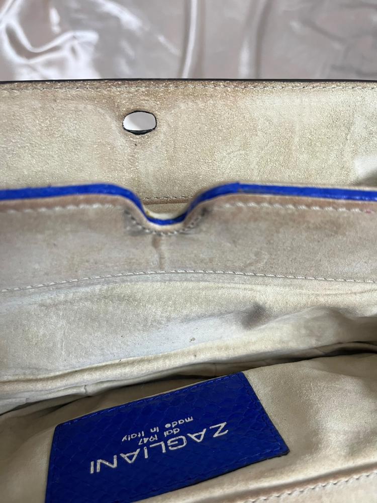 Zagliani Blue Python Leather Clutch