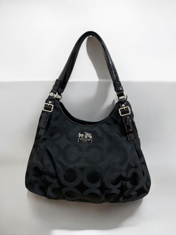 COACH 16505 Madison MAGGIE Black Op Art Hobo Handbag