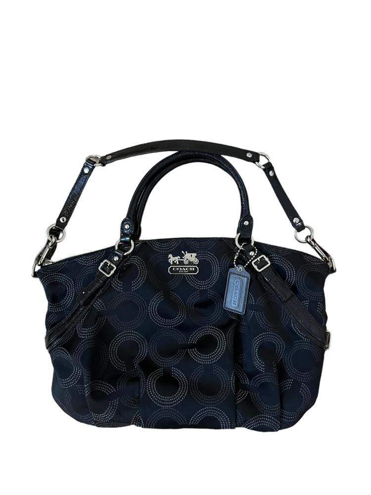 Coach Black Signature Fabric Top Handle Bag