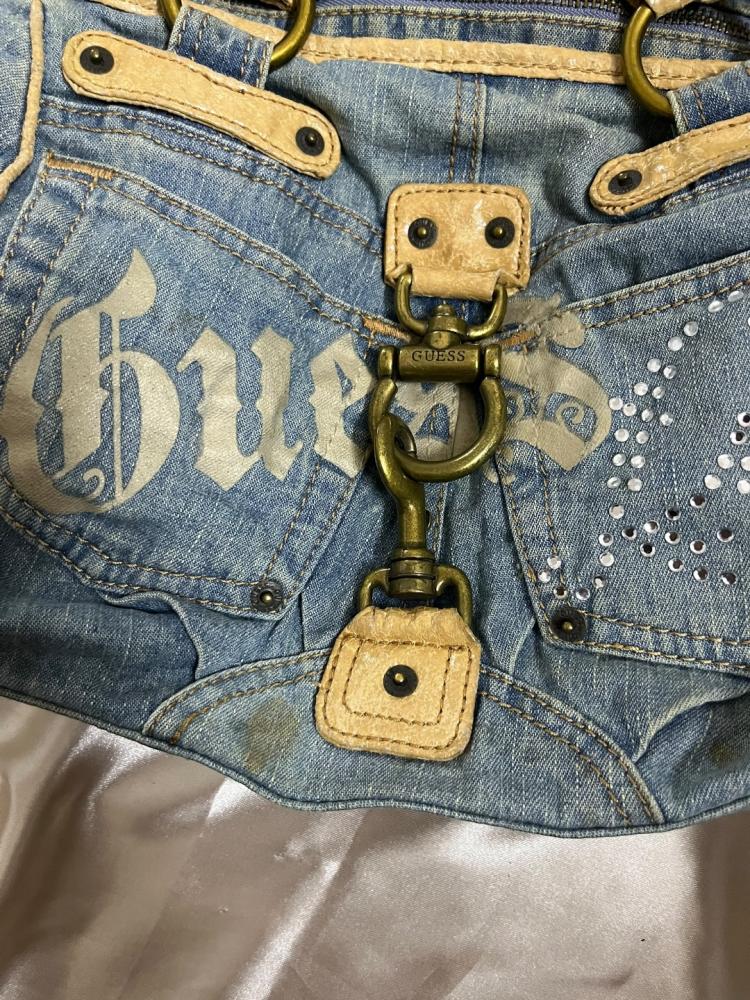 Guess Blue Denim and Leather Tote Bag