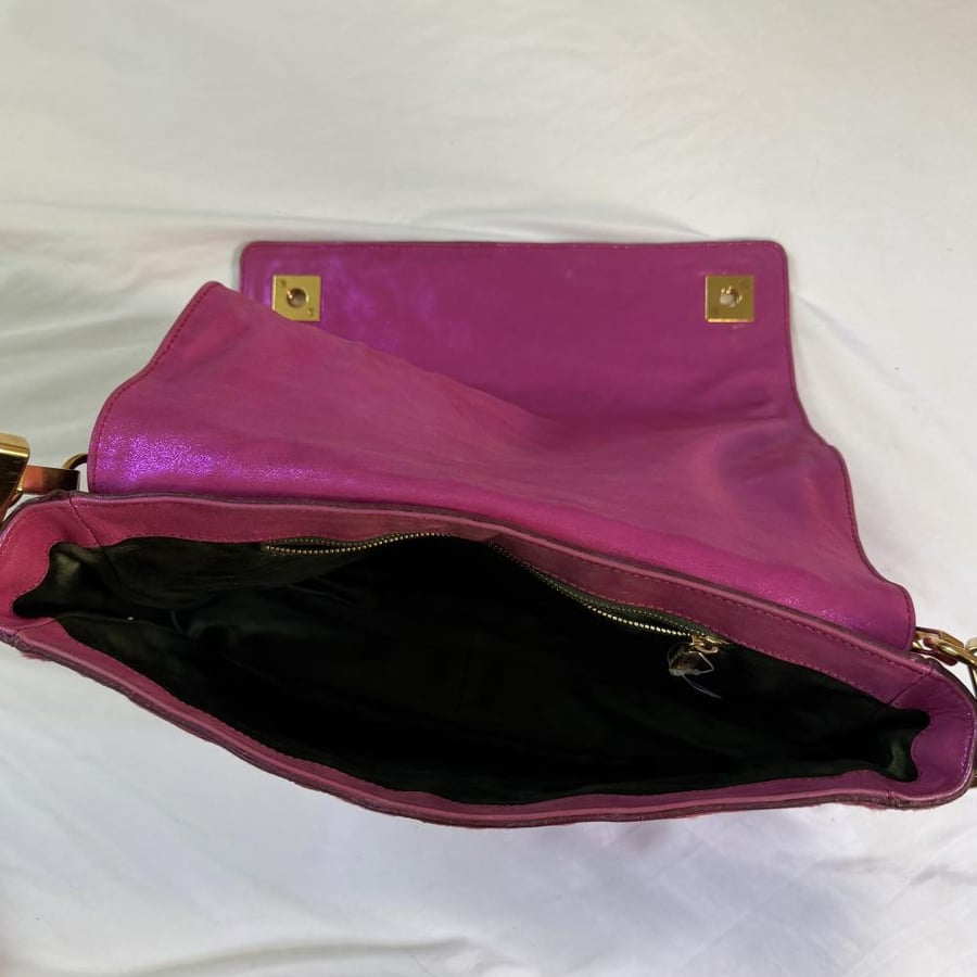 Marc Jacobs Fuchsia Pink Quilted Suede Chain Shoulder Bag