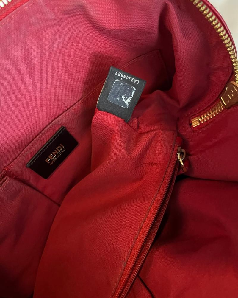 Fendi Cerise Red Pebbled Leather Handbag