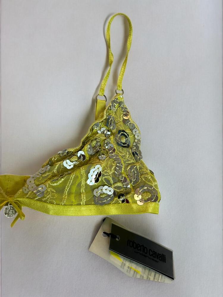Roberto Cavalli Yellow Sequin Bralette - Size 40 •Size: 40 (EU)