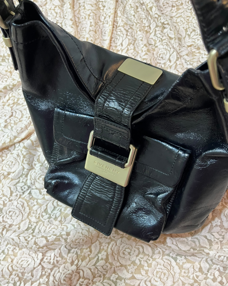 Givenchy Black Crinkled Leather Pocket Bag