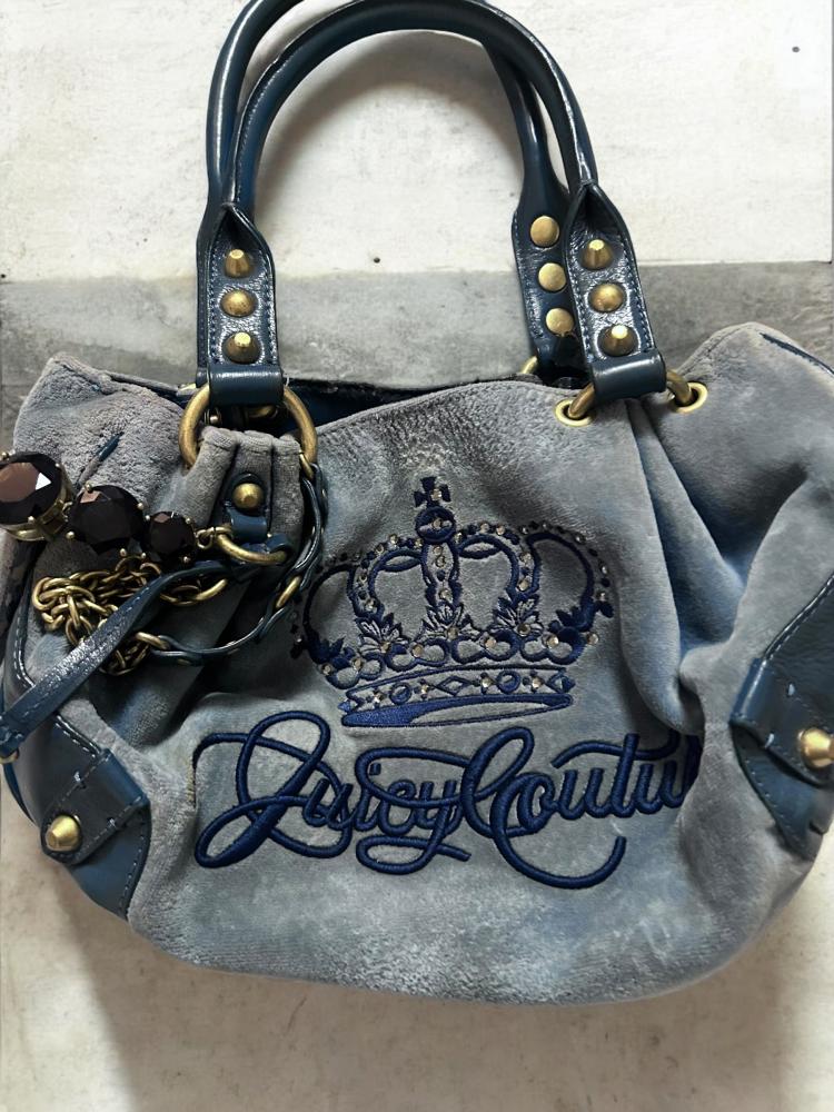 ‏Juicy Couture Blue Blinged Crown Fluffy Bag  “very rare edition “