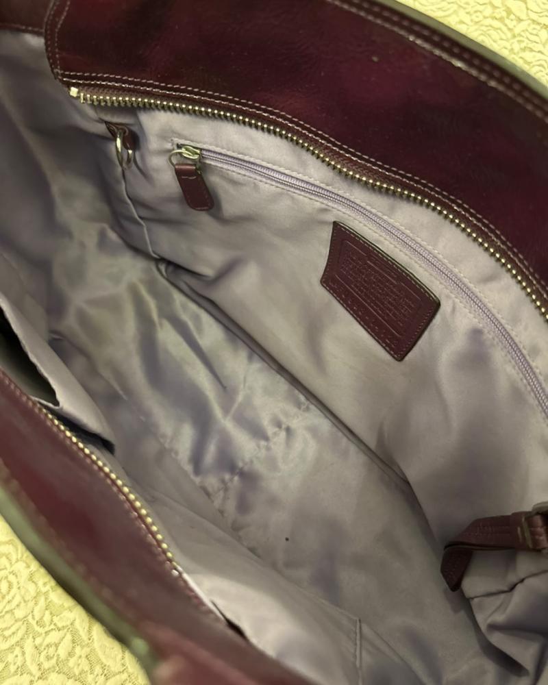 Coach Purple Patent Leather Chain Tote Bag