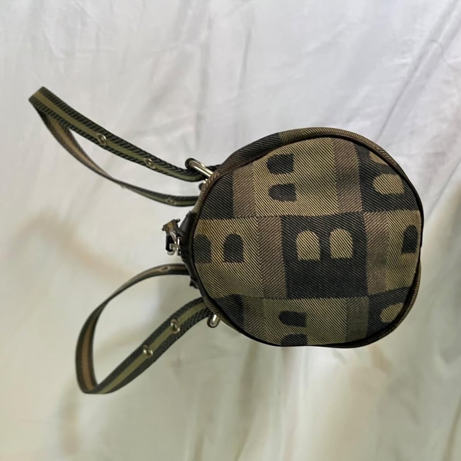 Bally Monogram Canvas & Leather Barrel Shoulder Bag