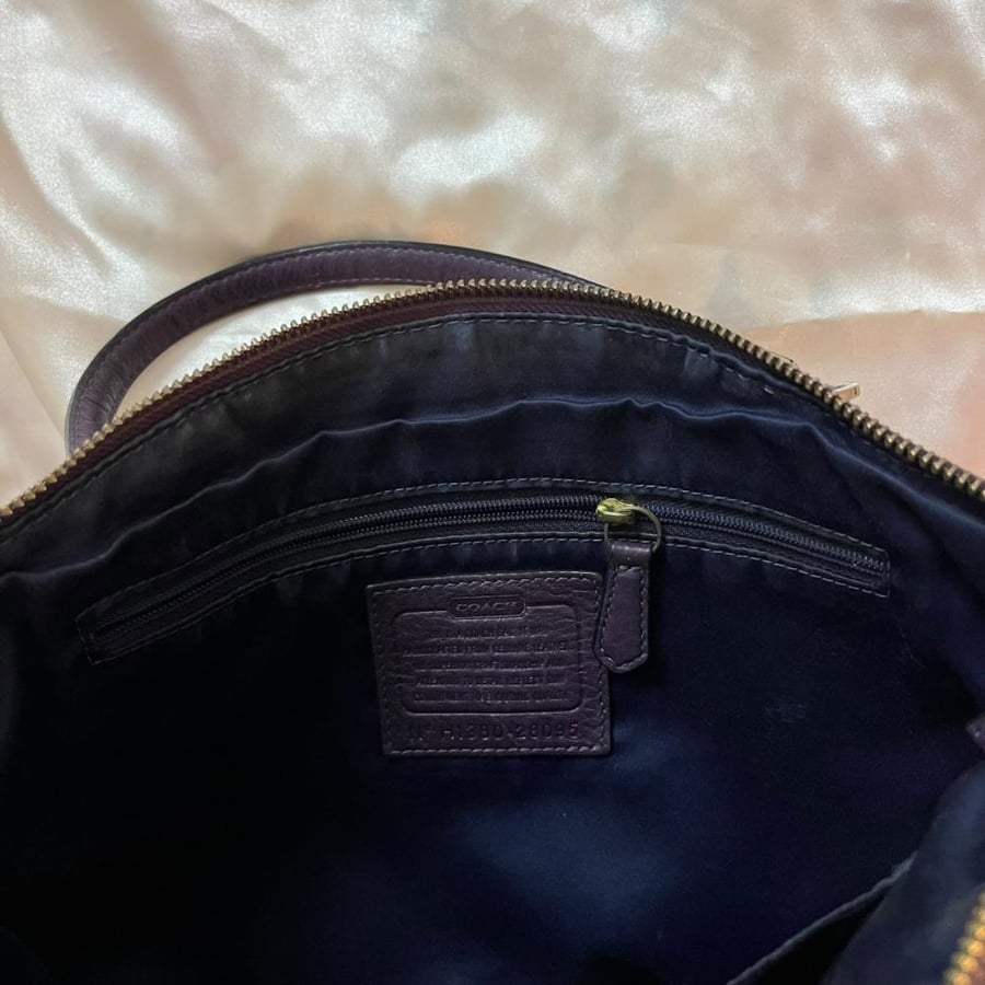Coach Deep Purple Pebbled Leather Shoulder Bag