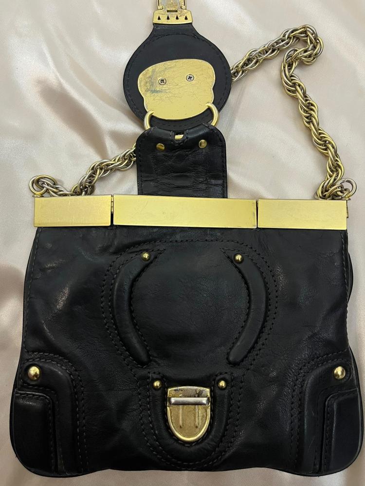 Juicy Couture Black Leather Chain Shoulder Bag