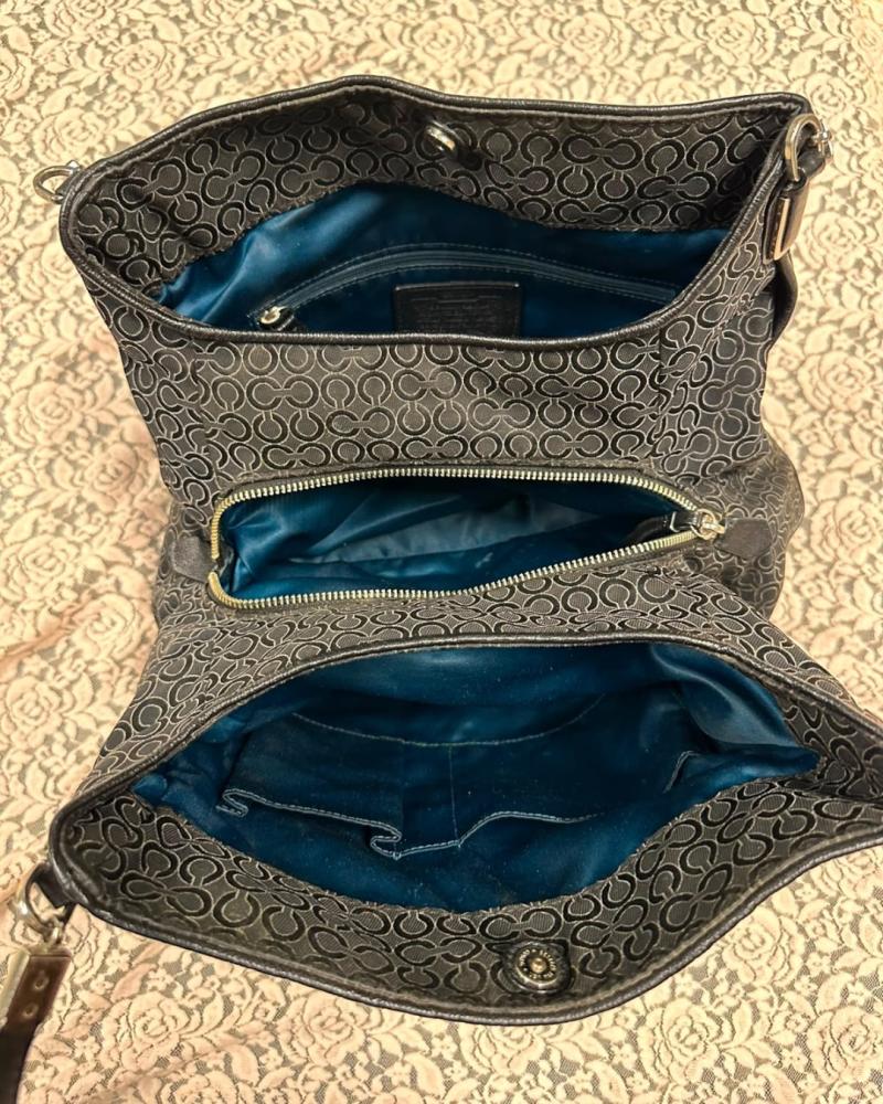 Coach Black Signature Monogram Canvas Shoulder Bag