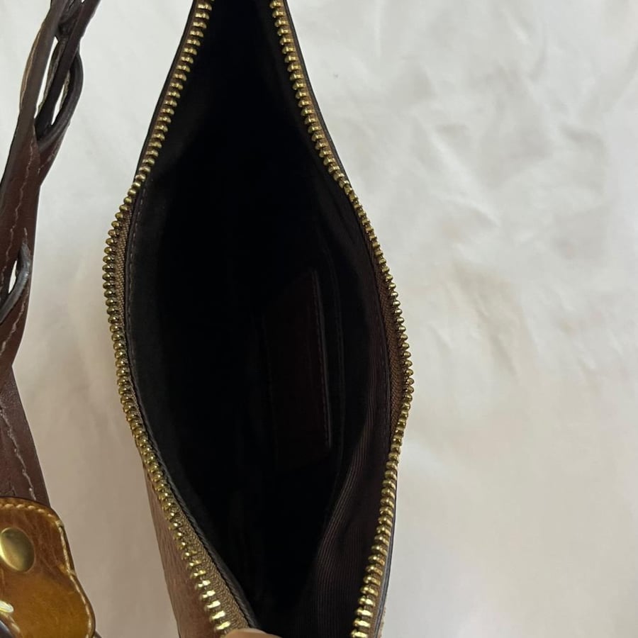Coach Brown Pebble Leather Small Hobo Bag with Braided Strap