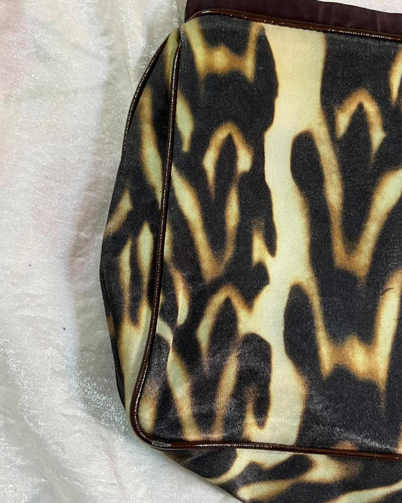 Just Cavalli Animal Print Velvet Crossbody Bag with Chain Strap