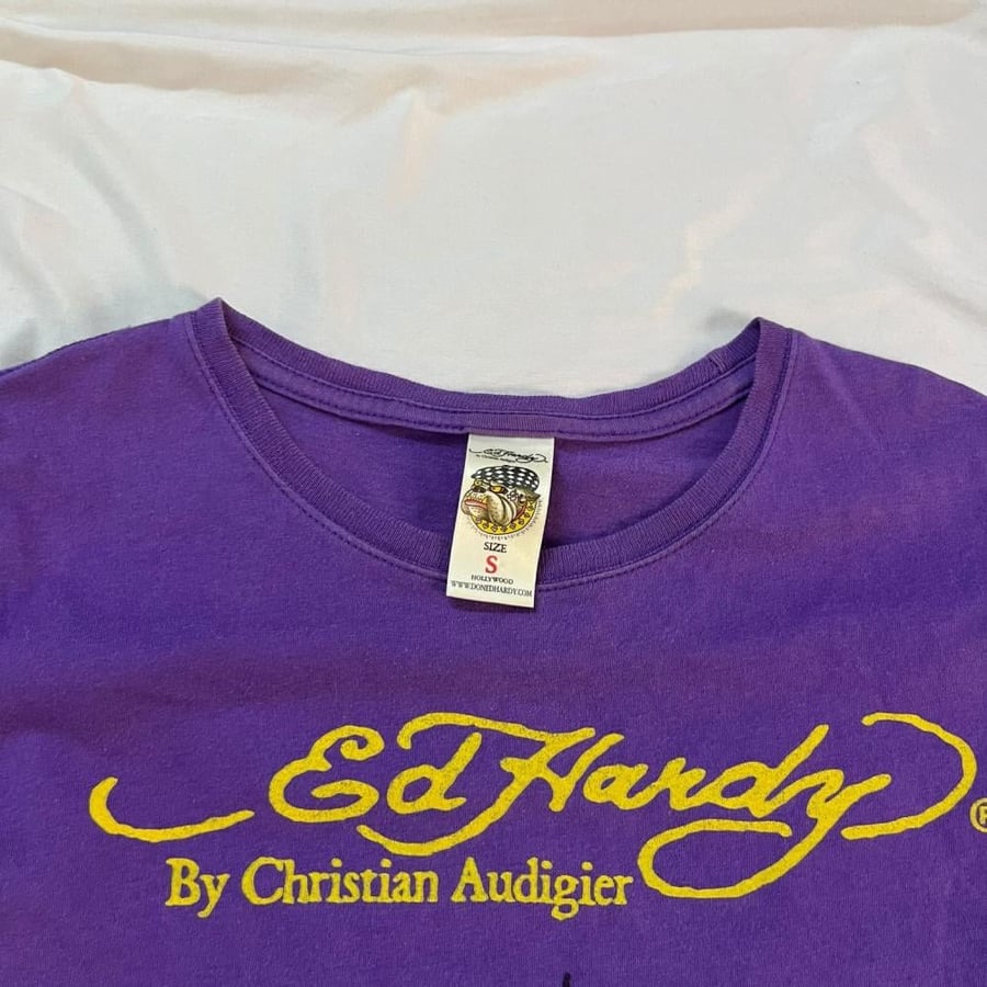 Ed Hardy Purple Love Graphic T-Shirt - Size S