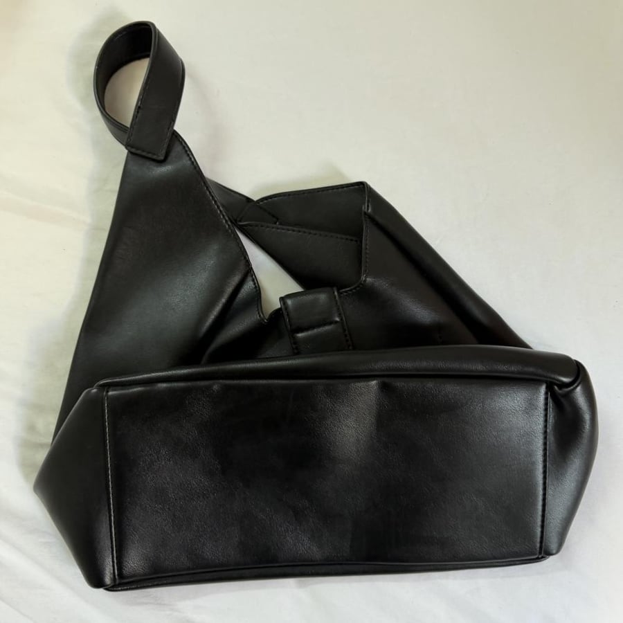 Just Cavalli Milano Black Leather Snake Buckle Shoulder Bag