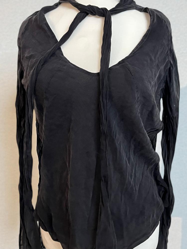 Nolita NYC Black Silk Wrap Top- m size