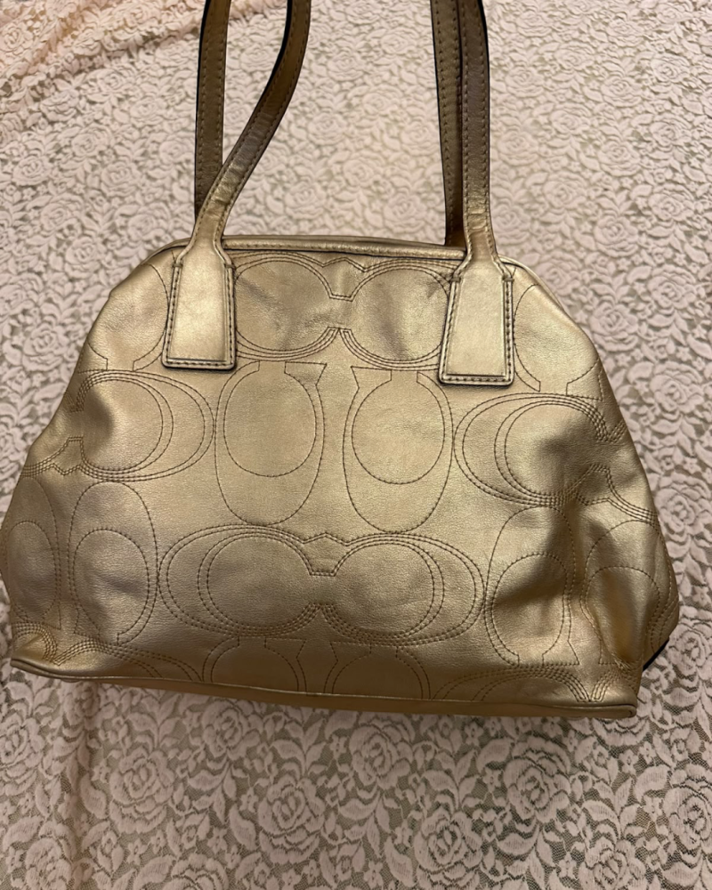Coach Gold Monogram Leather Tote Bag