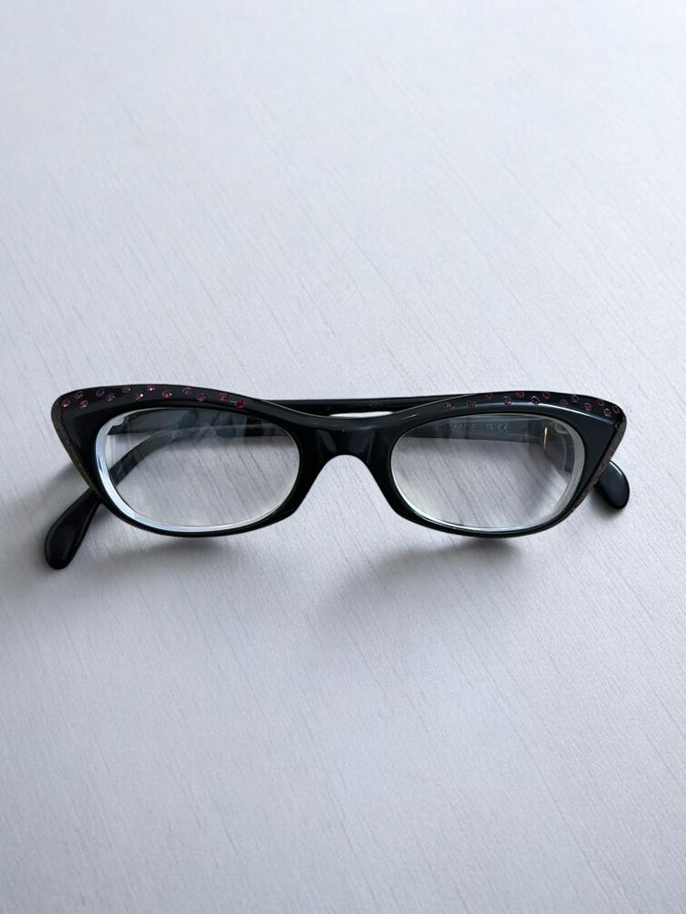 Black Eyeglasses with Rhinestone Detail