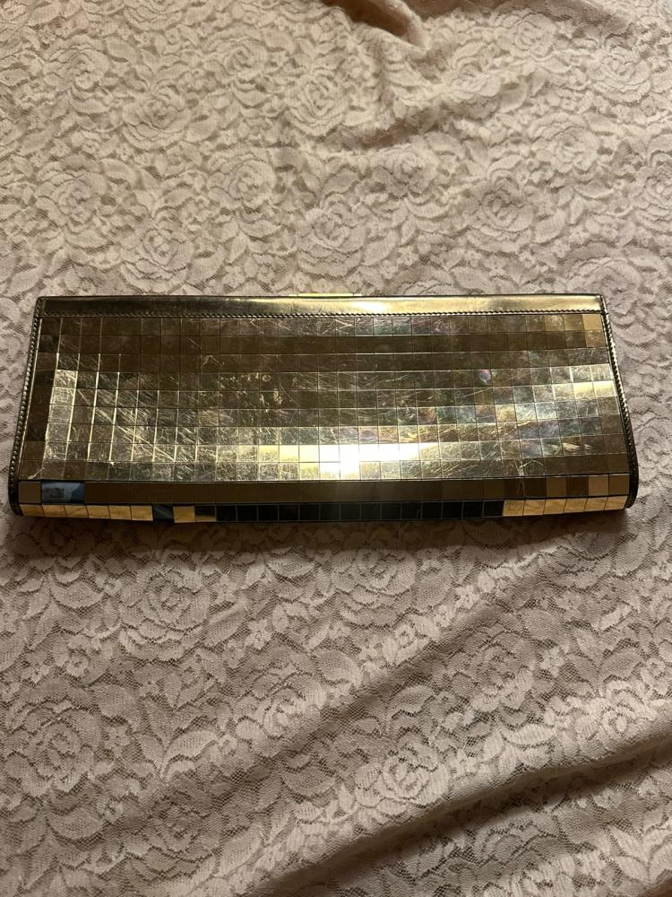 Salvatore Ferragamo Gold Tiles Gancini Clutch Bag