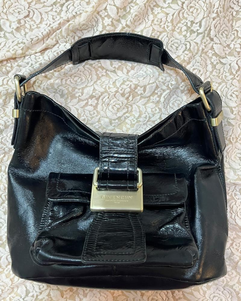 Givenchy Black Crinkled Leather Pocket Bag
