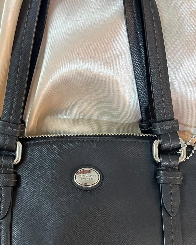 Coach Black Saffiano Leather Dome Satchel Bag