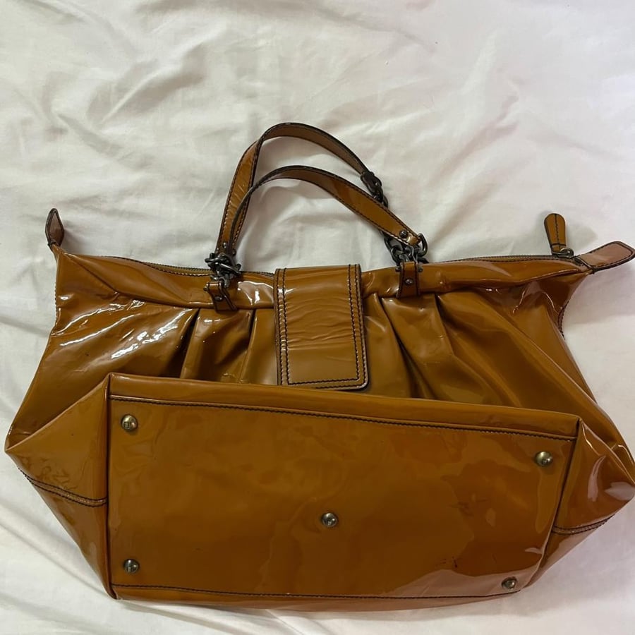 Fendi Mustard Yellow Patent Leather Spy Bag