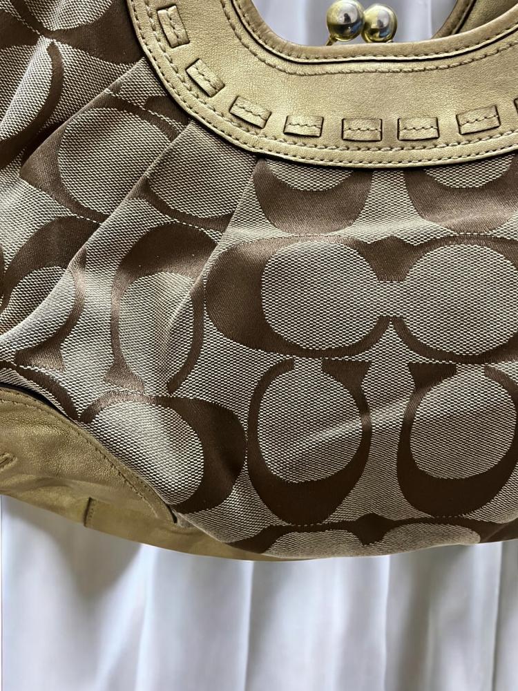 COACH Signature Ergo Pleated Satchel Shoulder Bag