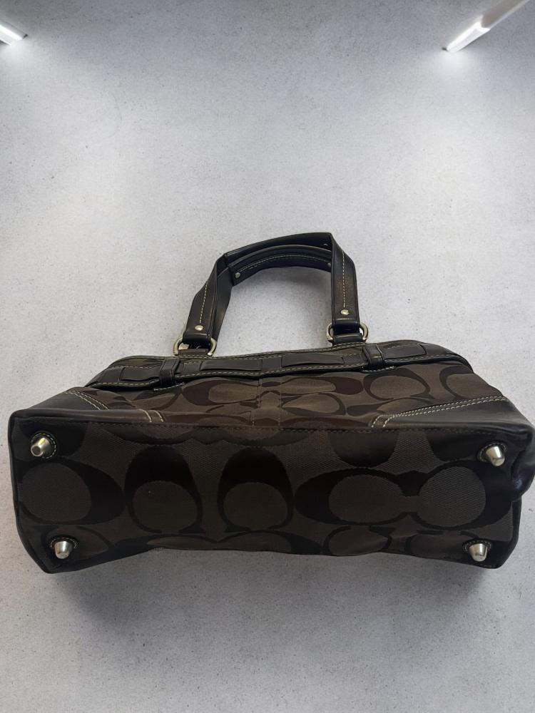 Coach Hampton Signature Carryall Bag Shoulder Purse Black Snake