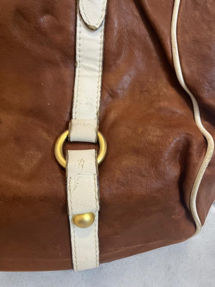 MIU MIU Cognac Vitello Lux Leather Bow Top Handle Bag