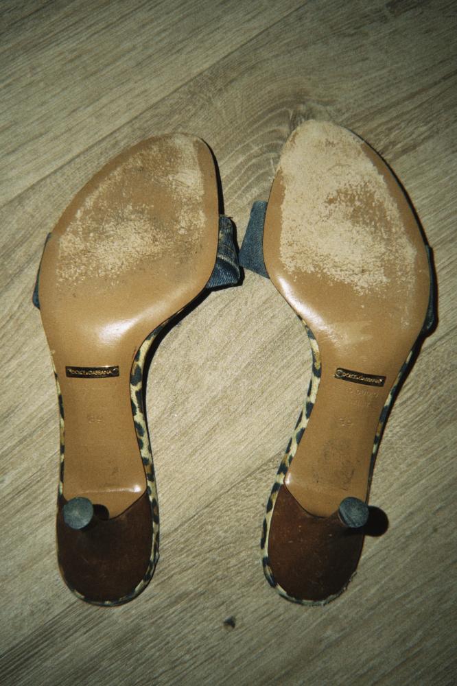 Dolce & Gabbana Denim & Leopard Print Kitten Heel Sandals size 39