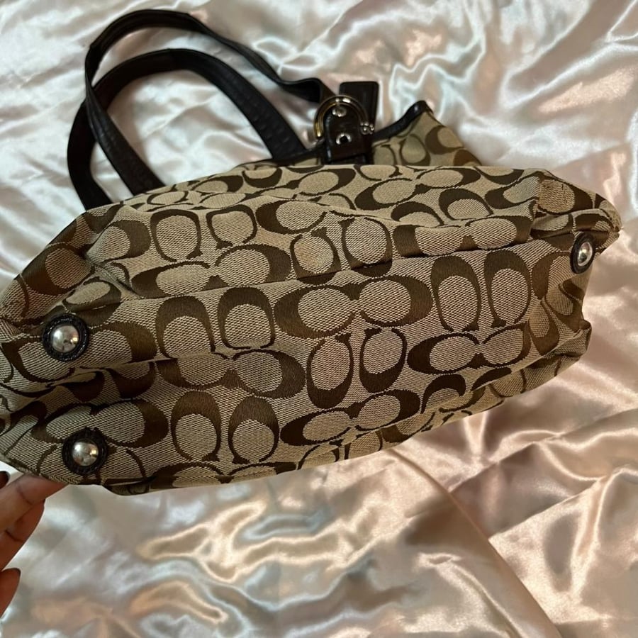 Coach Signature Canvas Shoulder Bag (Brown & Black)