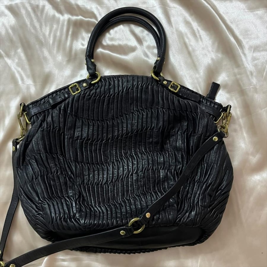 Coach Black Gathering Leather Tote Bag