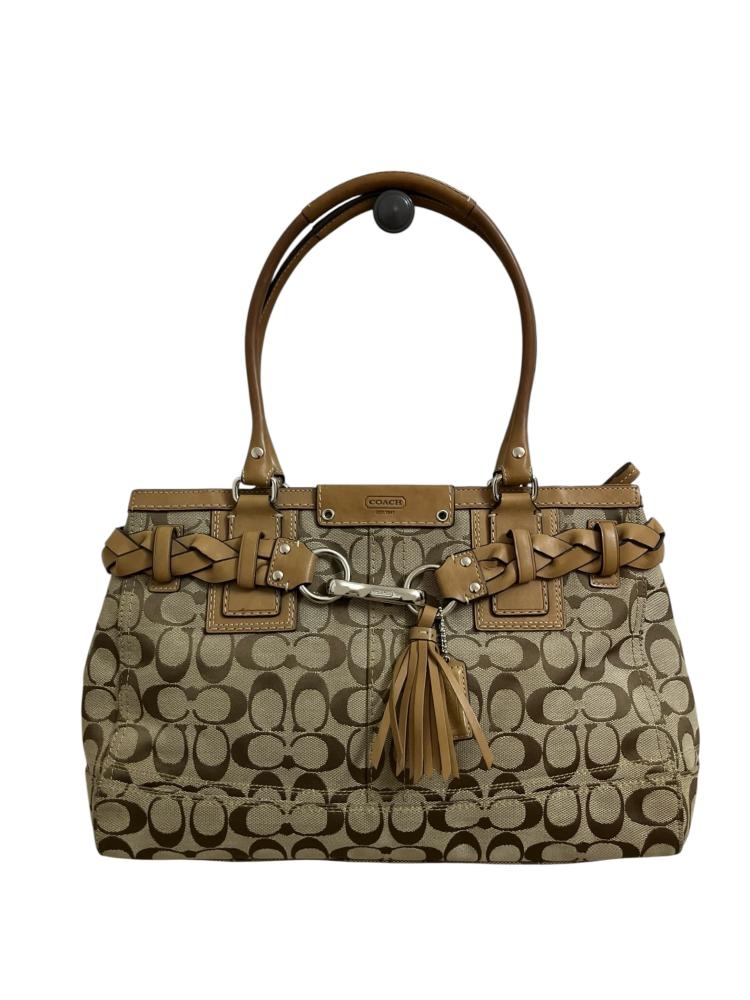 COACH C Signature Canvas Leather Hampton Shoulder Tote Bag A0932-F13065