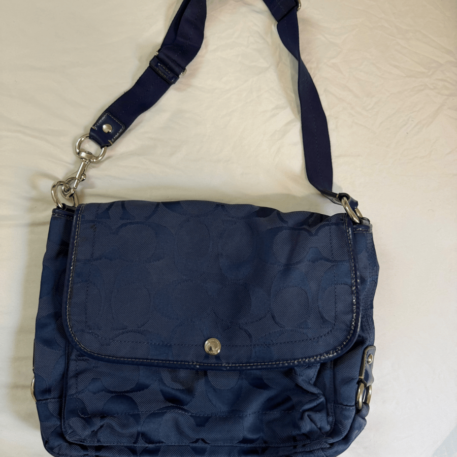 Coach Blue Signature Canvas Messenger Flap Bag