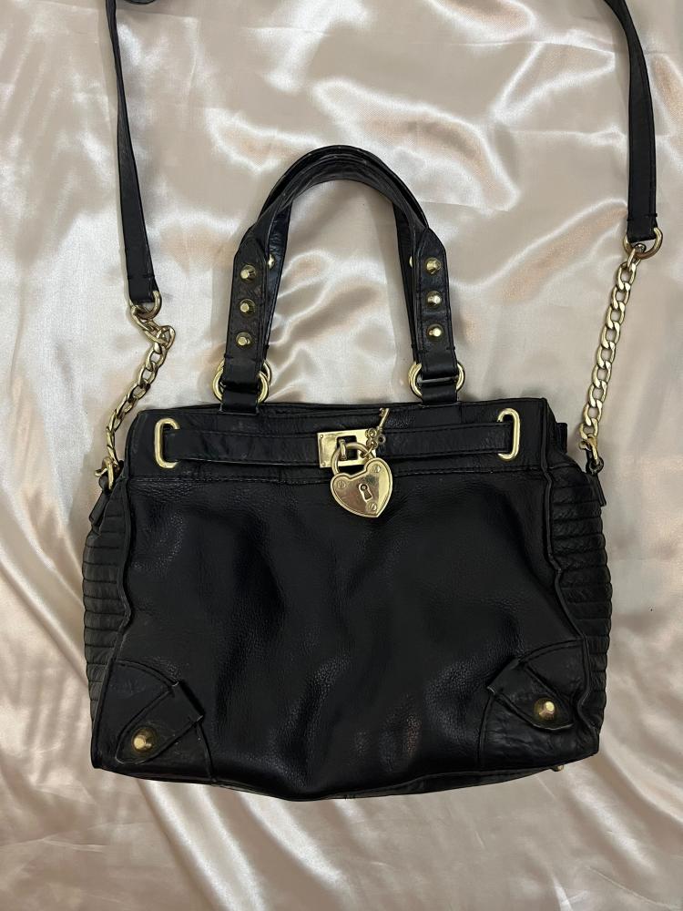 Juicy Couture Black Leather Padlock Satchel Bag