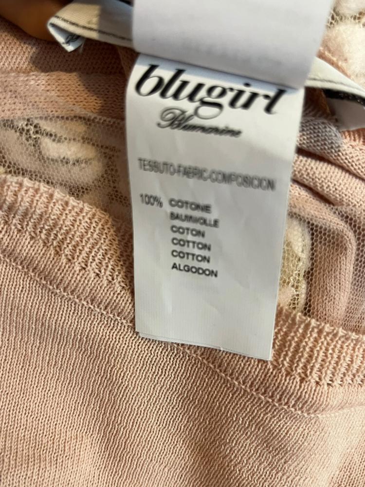Blugirl Blumarine Powder Pink Draped Tulle Top - Size S