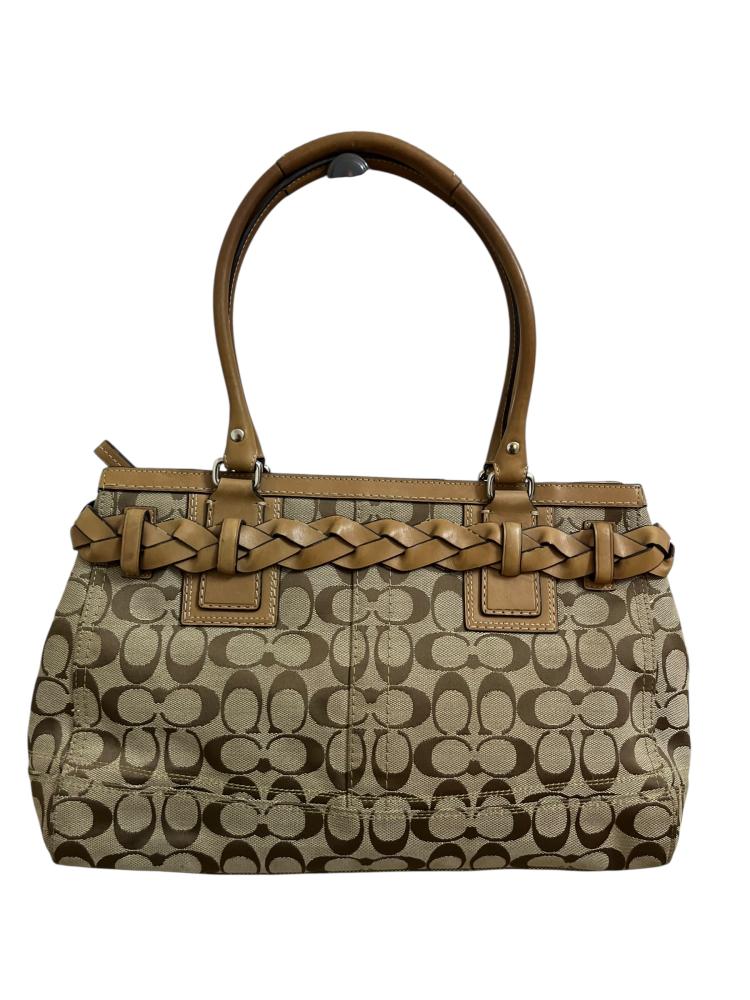 COACH C Signature Canvas Leather Hampton Shoulder Tote Bag A0932-F13065