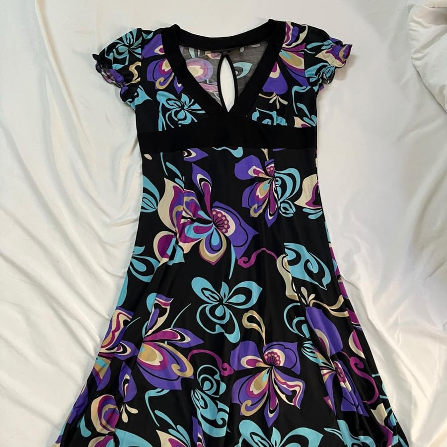 Sandro Ferrone Floral Print Short Sleeve Mini Dress - Size 48 -L