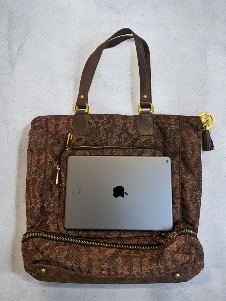 JUICY COUTURE Brown Nylon Snakeskin Large Tote/Shoulder Bag w/Umbrella Section