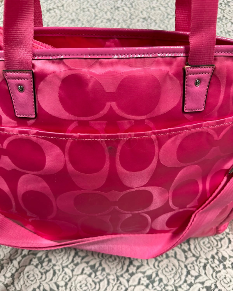Coach Signature Tote Bag — Bright Pink