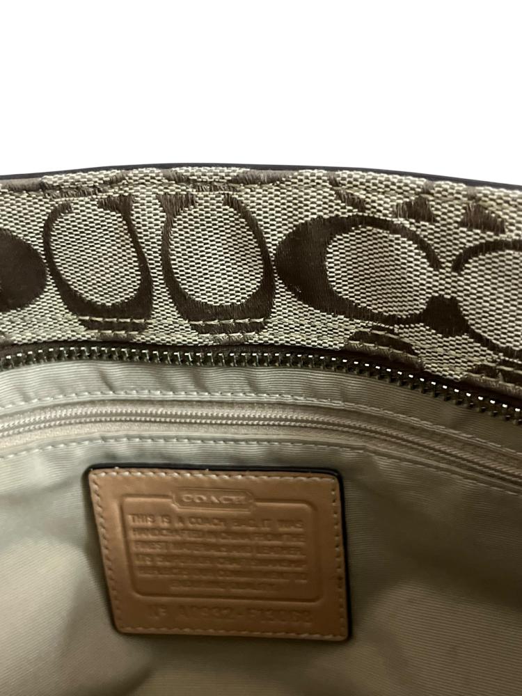 COACH C Signature Canvas Leather Hampton Shoulder Tote Bag A0932-F13065