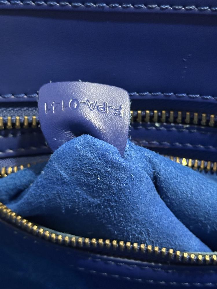 CELINE Blue Leather Mini Luggage Tote Bag