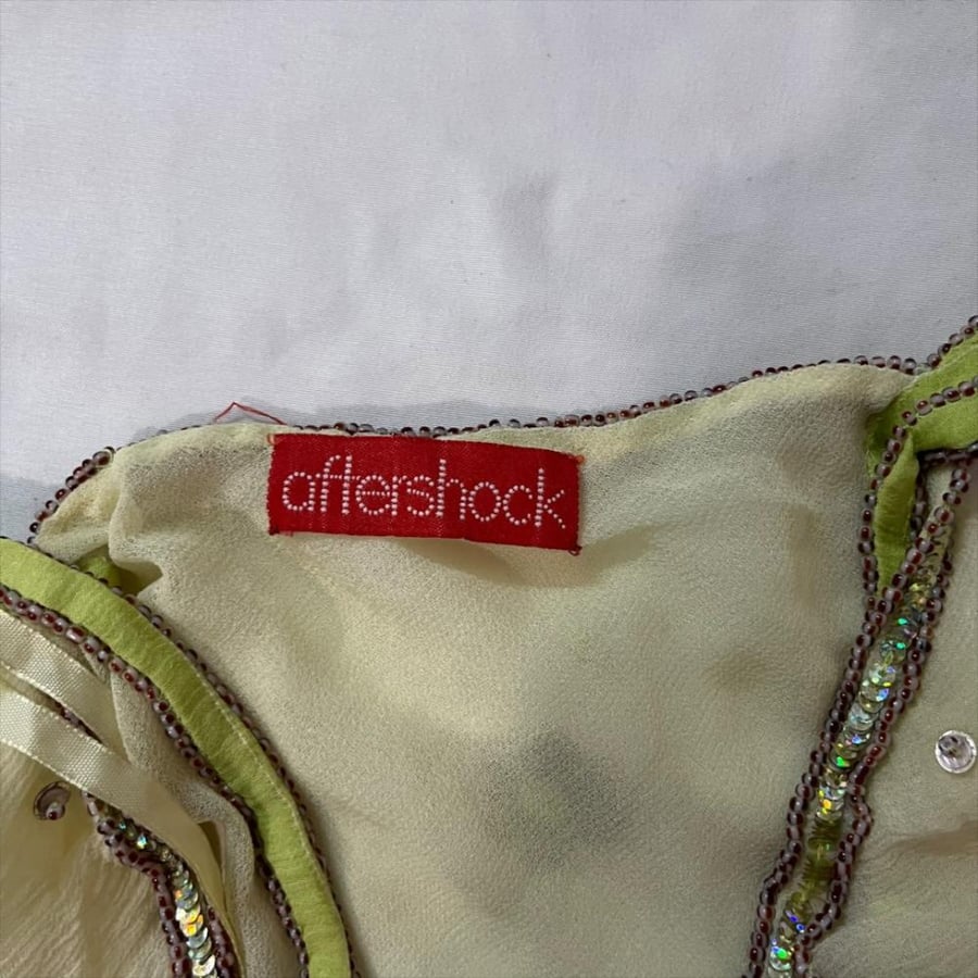 Aftershock Lime Green Sequined Beaded Cami Top - size S-M