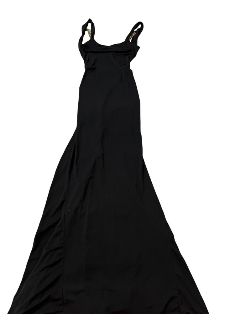 Big Fashion Istanbul Black Backless Evening Dress with Chain Detail - Size M